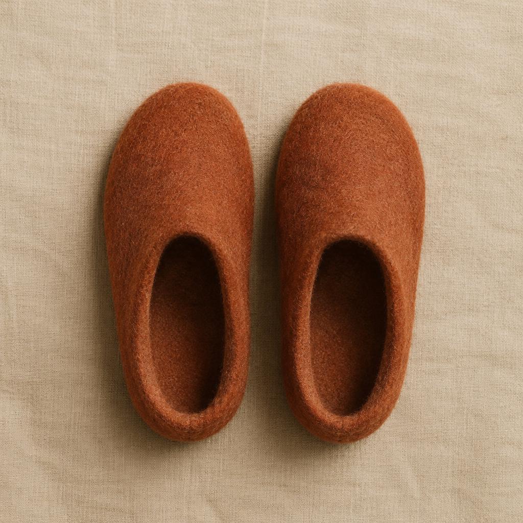 Terracotta Wool Slippers
